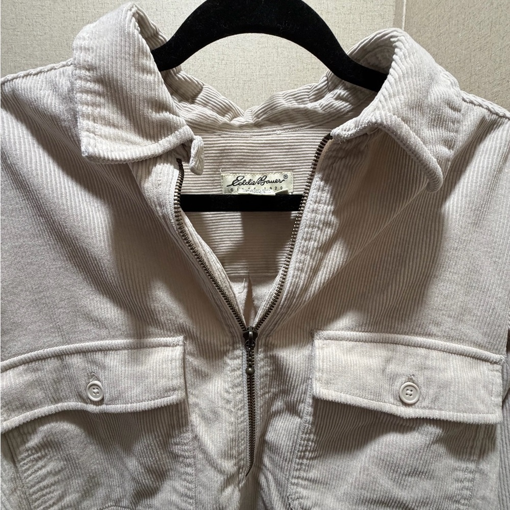 Eddie Bauer Cream Corduroy Quarter Zip